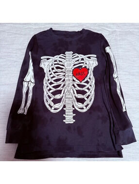 Rags long sleeve skelly tee red heart